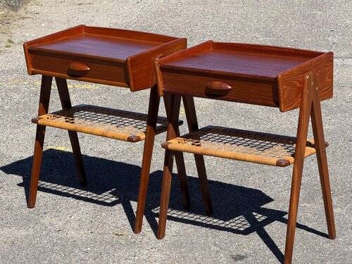 Set of 2 modernist Danish teak bedside tables by Søren Rasmussen, 1964