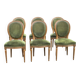 Set of 6 Louis XVI medallion chairs in green velvet, 1950.