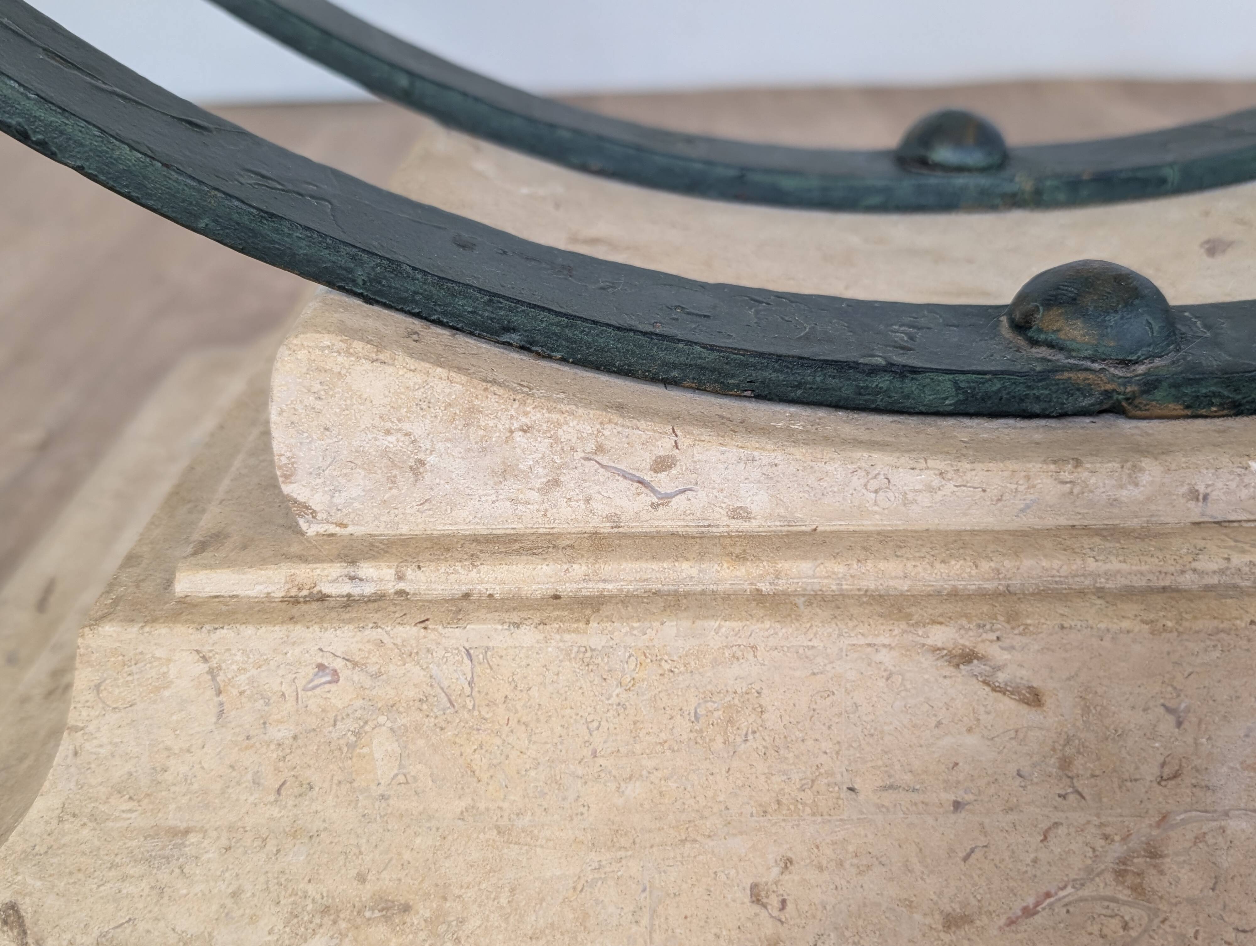 Wrought iron and glass coffee table