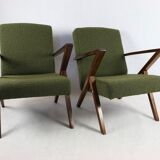 Vintage olive green boucle armchair, 1970s