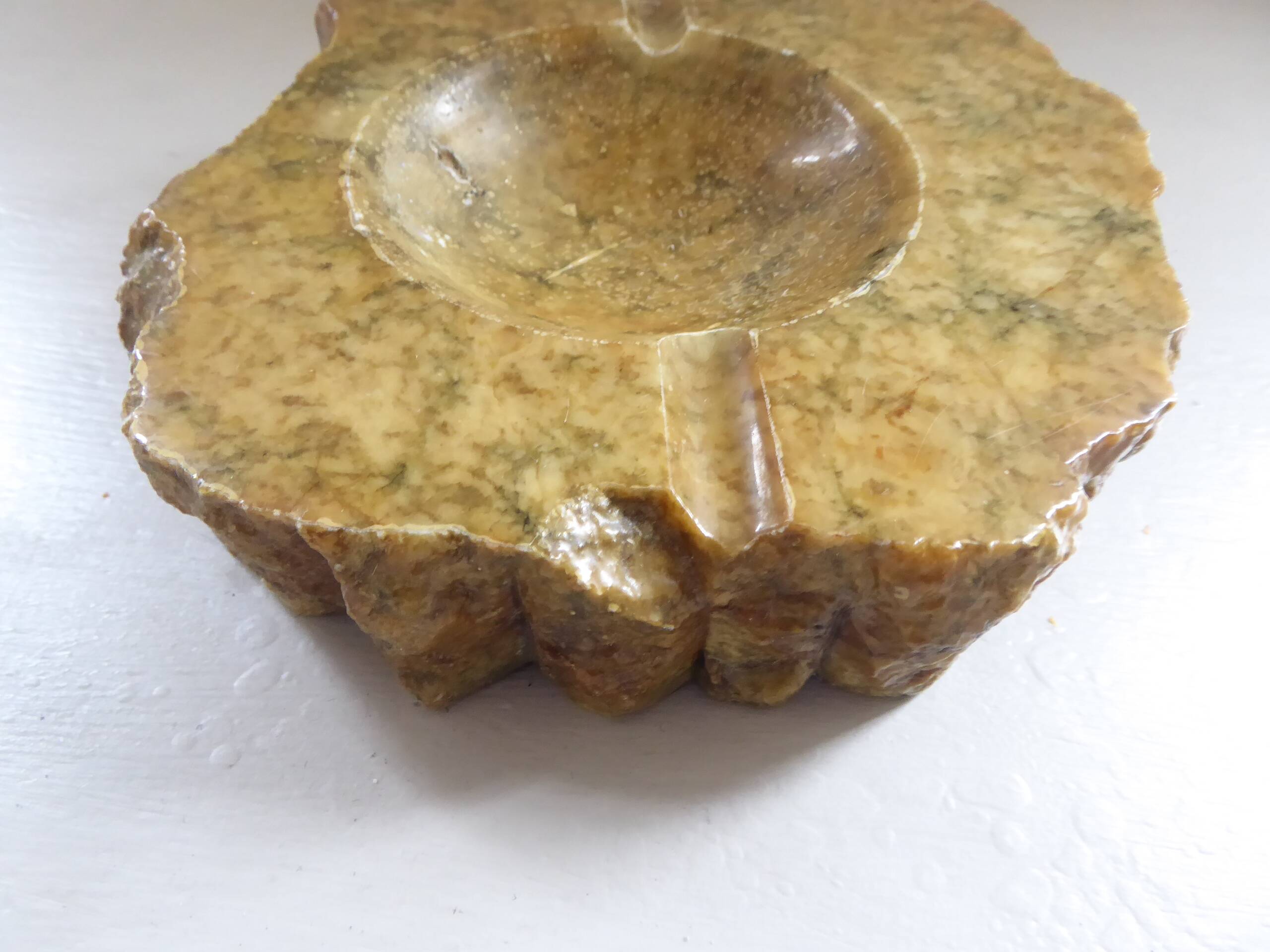 Imposing vintage alabaster ashtray