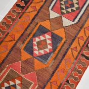 3x11 Orange & Brown Kilim Runner Rug, 88x330Cm