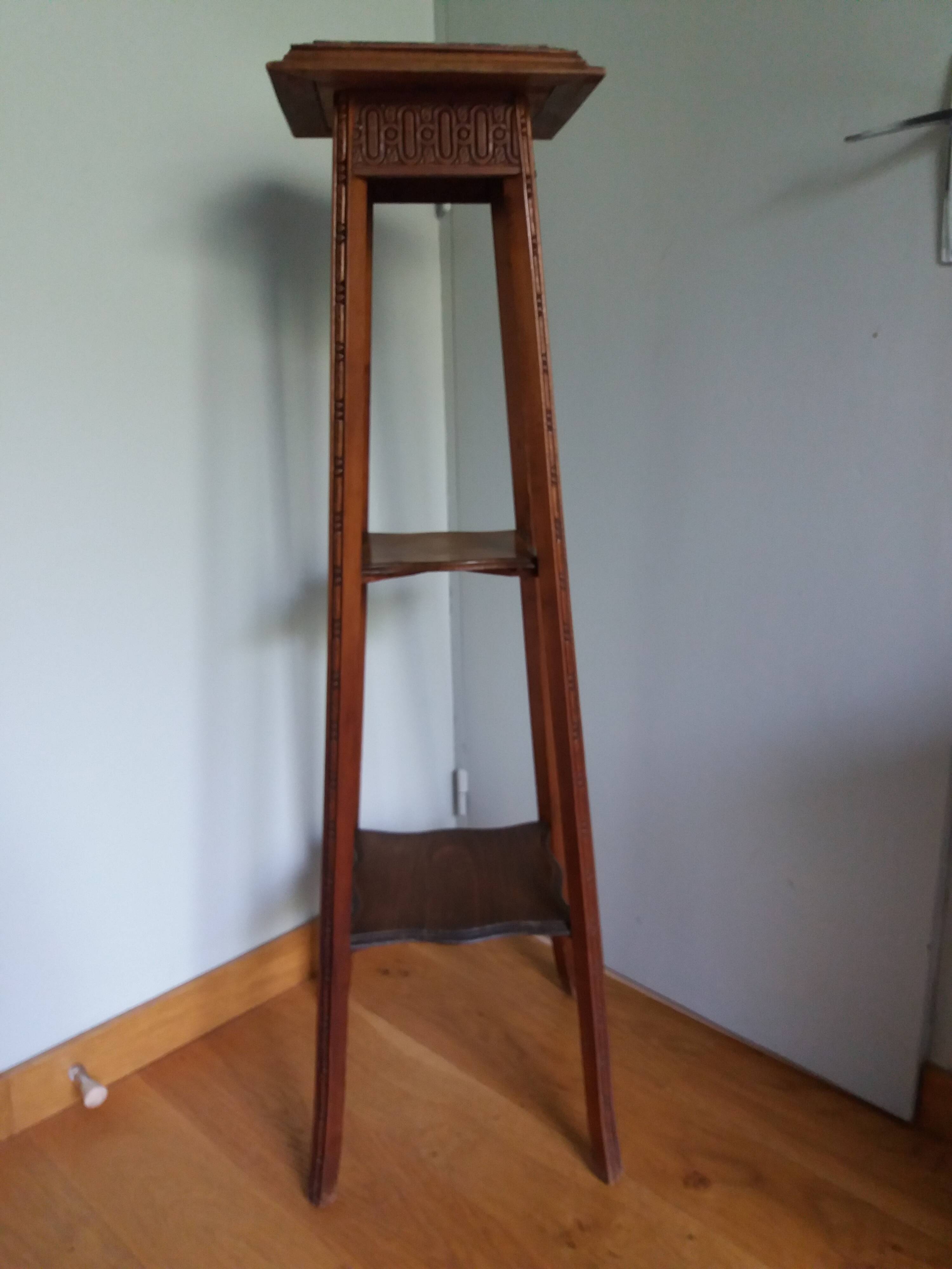 Wooden and marble stool