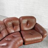 Italian Modular Sofa Set In Cognac Leather Attributed To Mobil Girgi, 1970's