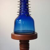 Vintage blue handmade glass vase Lwiw Ukraine