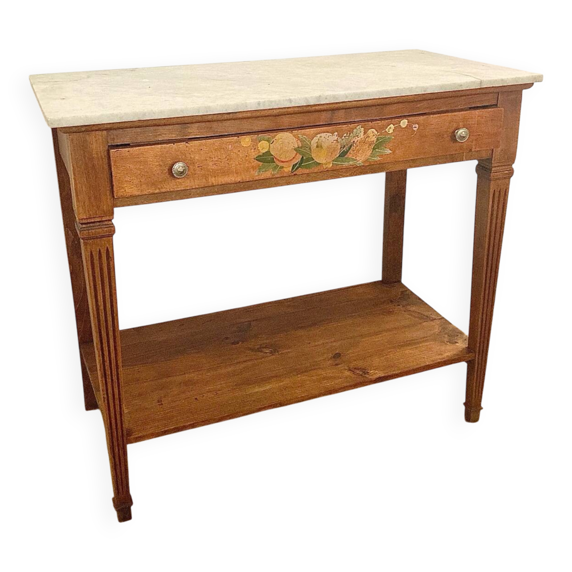 Wooden and marble console table