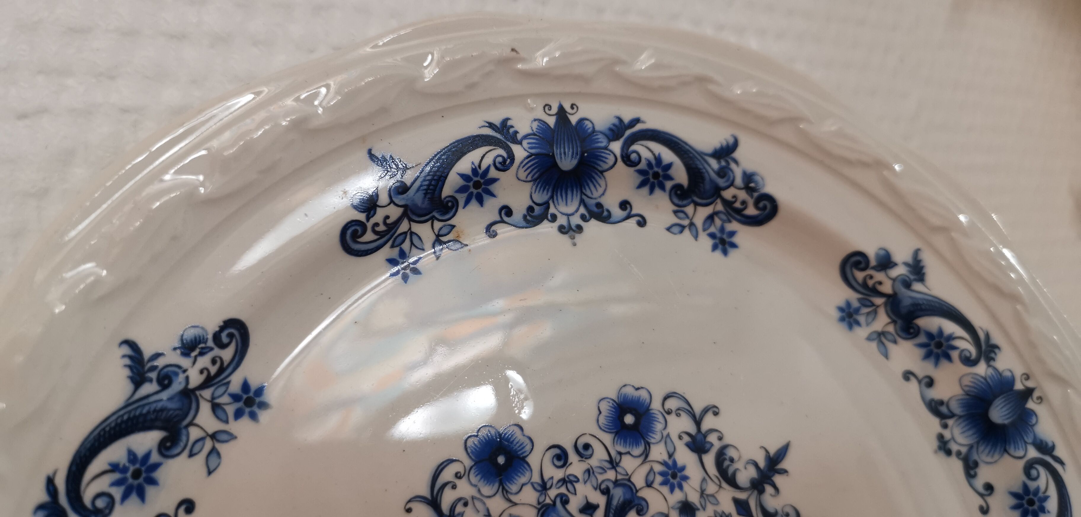 Set of 8 old dessert plates in French earthenware Moulin des Loups from the 50s