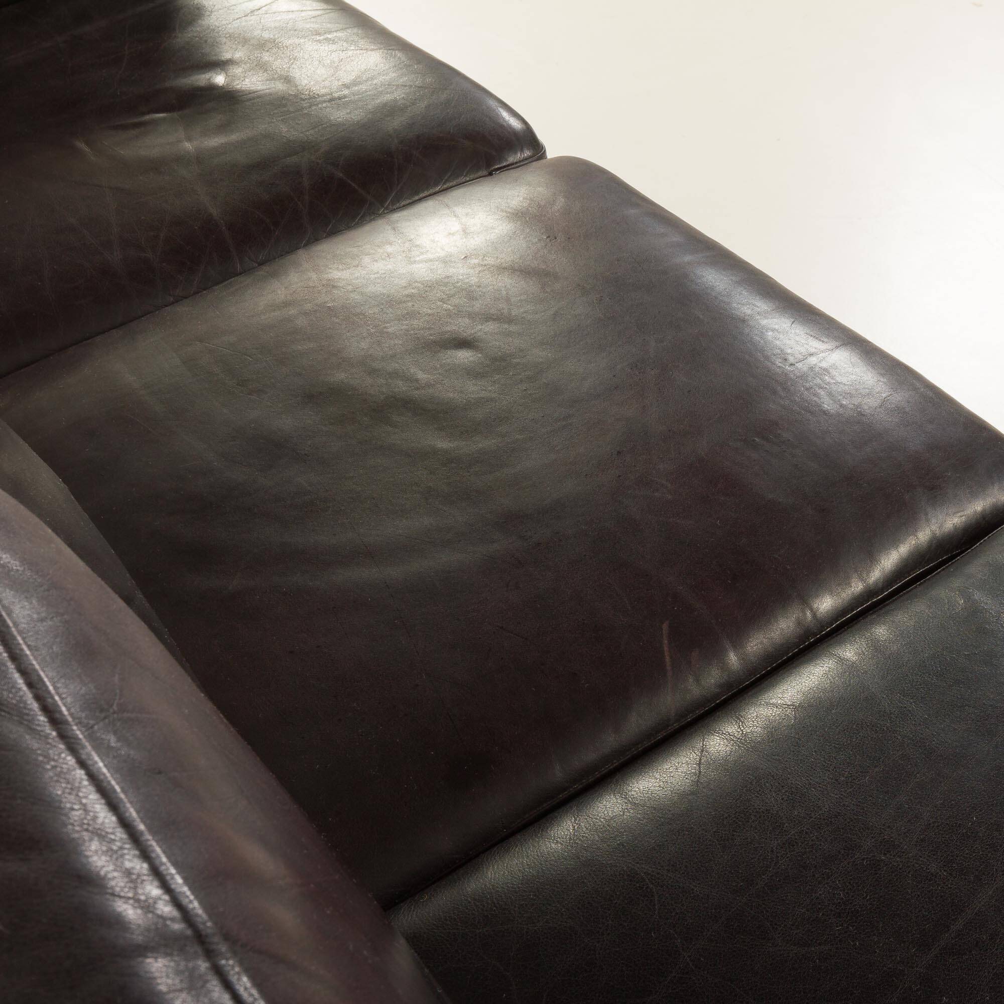 Vintage black leather sofa by Mogens Hansen, Deanmark 1970s