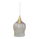 Vintage tulip pendant light in clear molded glass