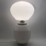 Lampe de table en verre blanc Space Age, Faver Italie années 1970