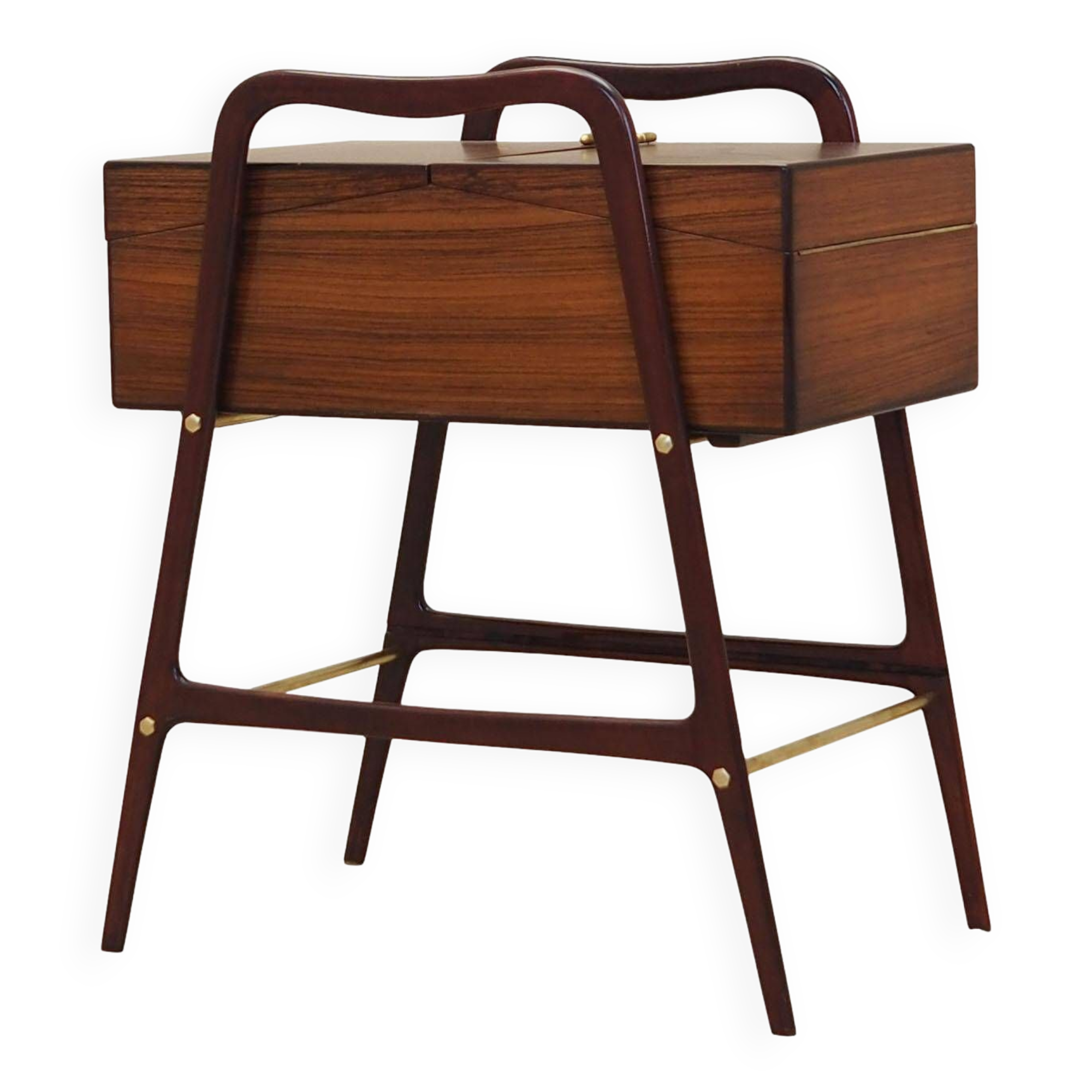 Walnut sewing table, Italian design, 1970s, production: Italy