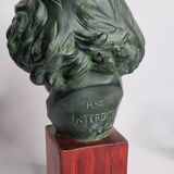 Plaster bust of Beethoven with bronze patina, signed, 27 cm