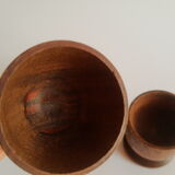 Set of 3 vintage wooden egg cups
