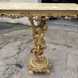 Console en bois sculpté et en marbre - XXe