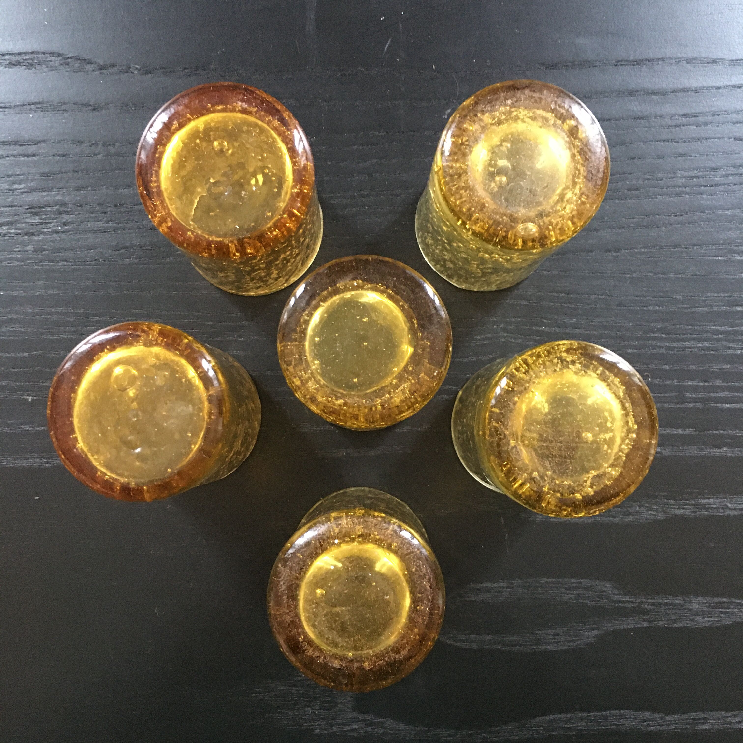 Lot 6 amber glasses biot style