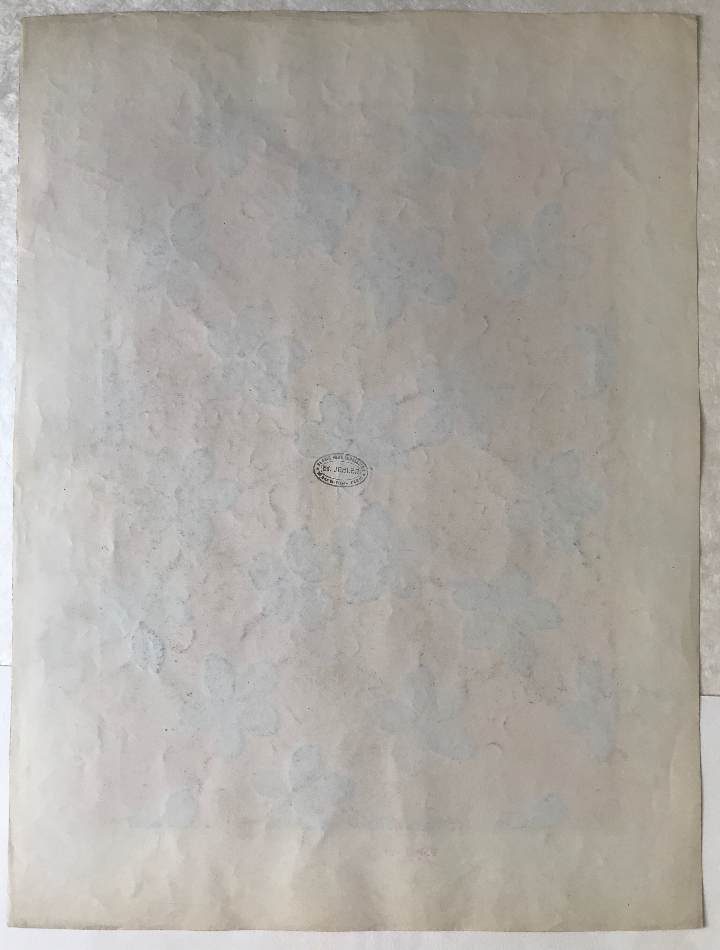 Original gouache on paper from Editions JEHLEM, floral decoration (purple), twentieth century, Paris