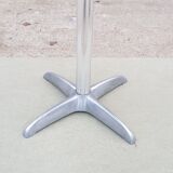 Foldable bistro table with teak top and aluminum base