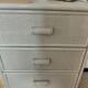 Vintage cane chest of drawers with 3 drawers - white patinated wood - seaside spirit
