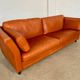 Vintage retro Danish 3 person cognac leather sofa