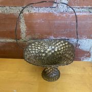 Vintage Silver-Plated Woven Basket #E015