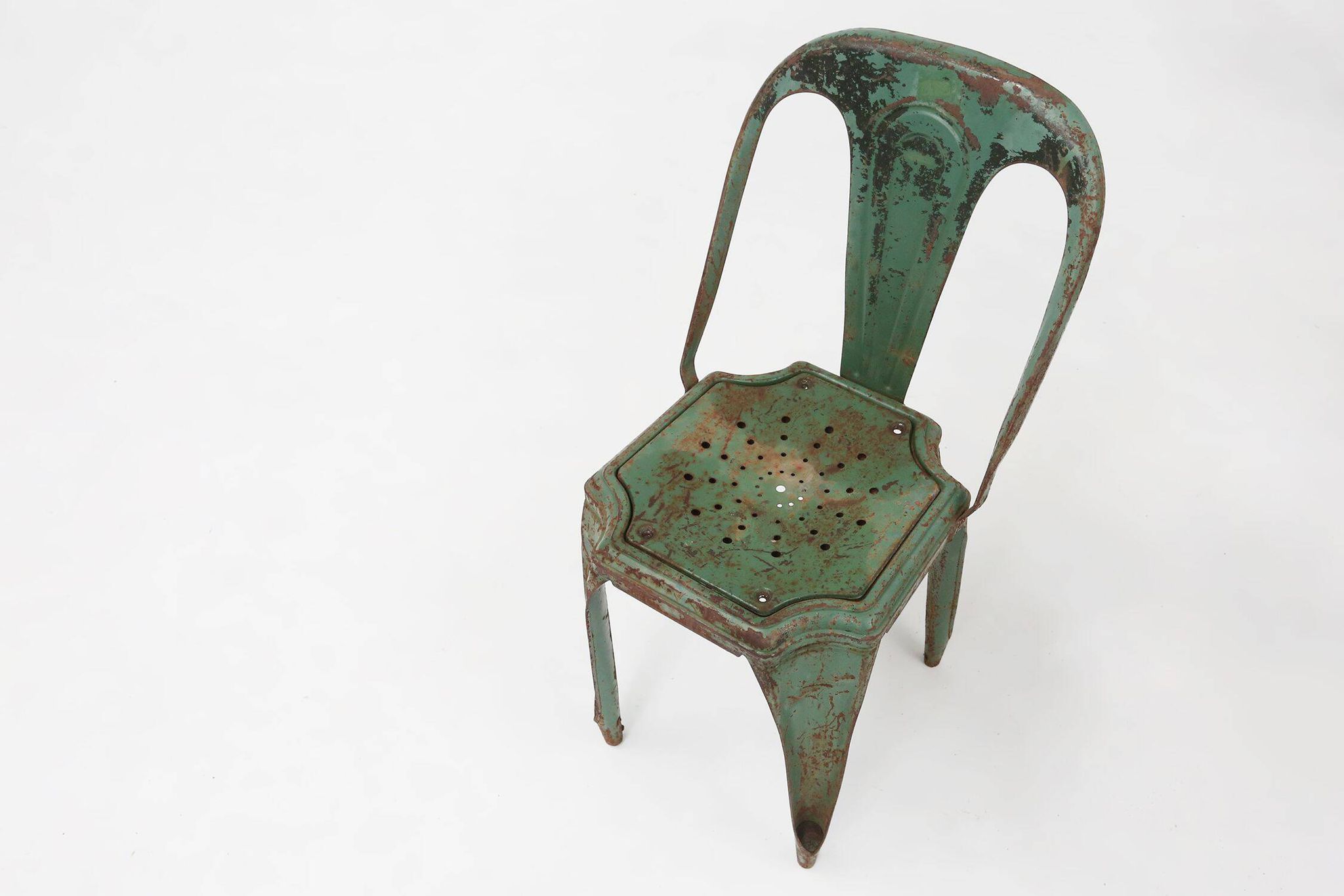 Set of 4 Vintage green Model A Chairs from Tolix, France, 1950s
