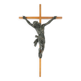 Antique Realistic Wooden Crucifix, France, 1850