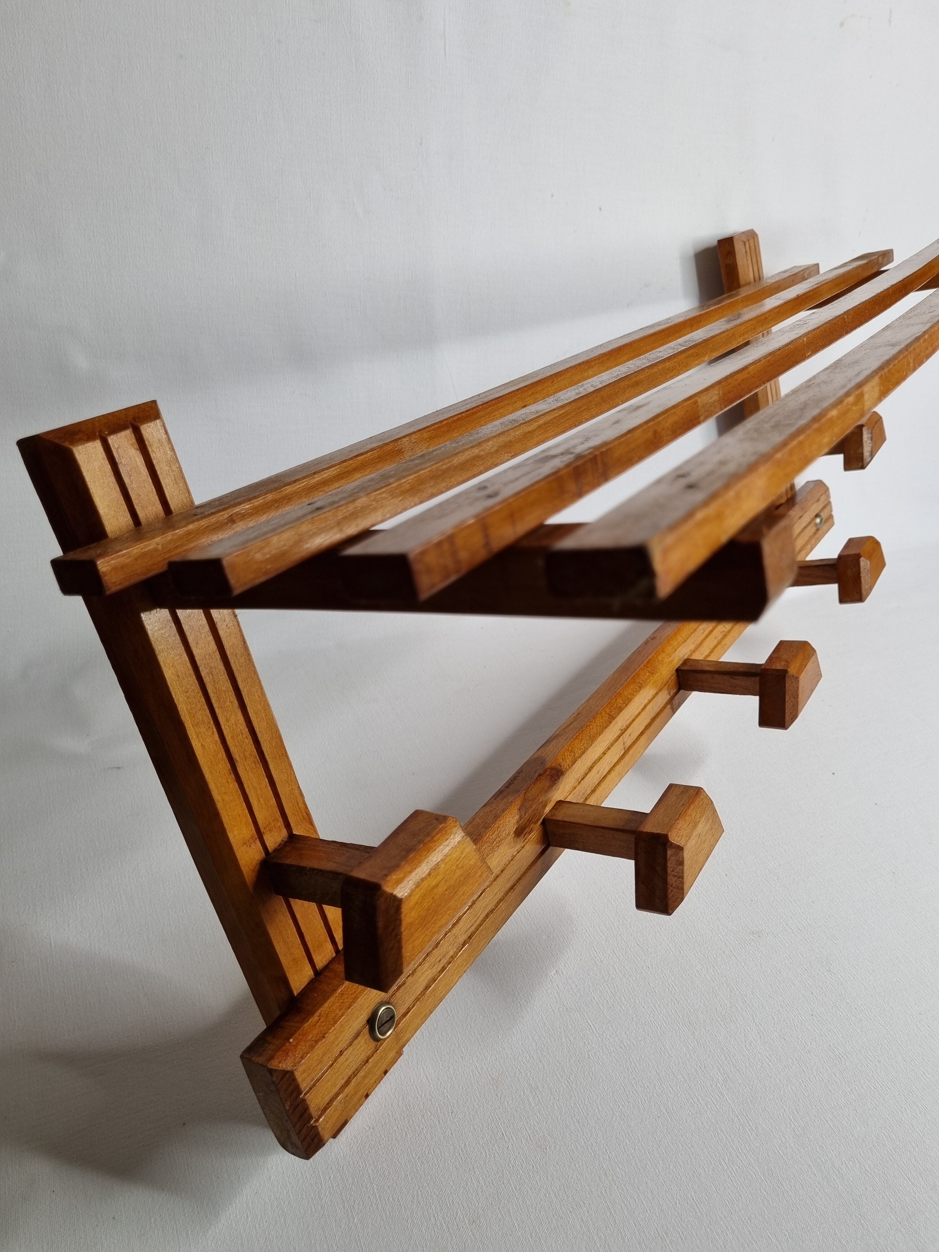 Wooden coat rack, 5 hooks, 74 cm