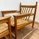 Paire de fauteuils en bois et paille