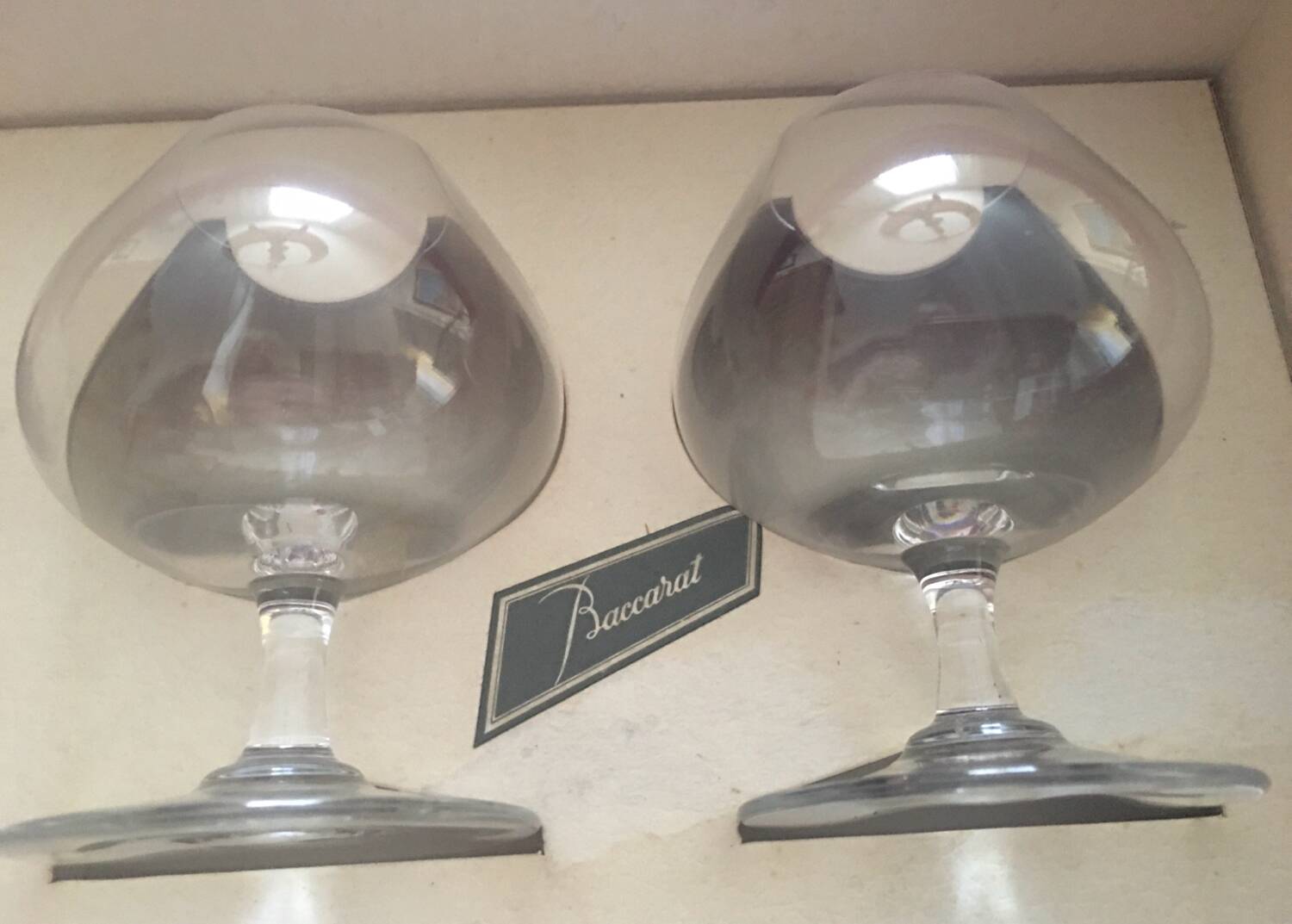 6 Baccarat crystal cognac glasses in box