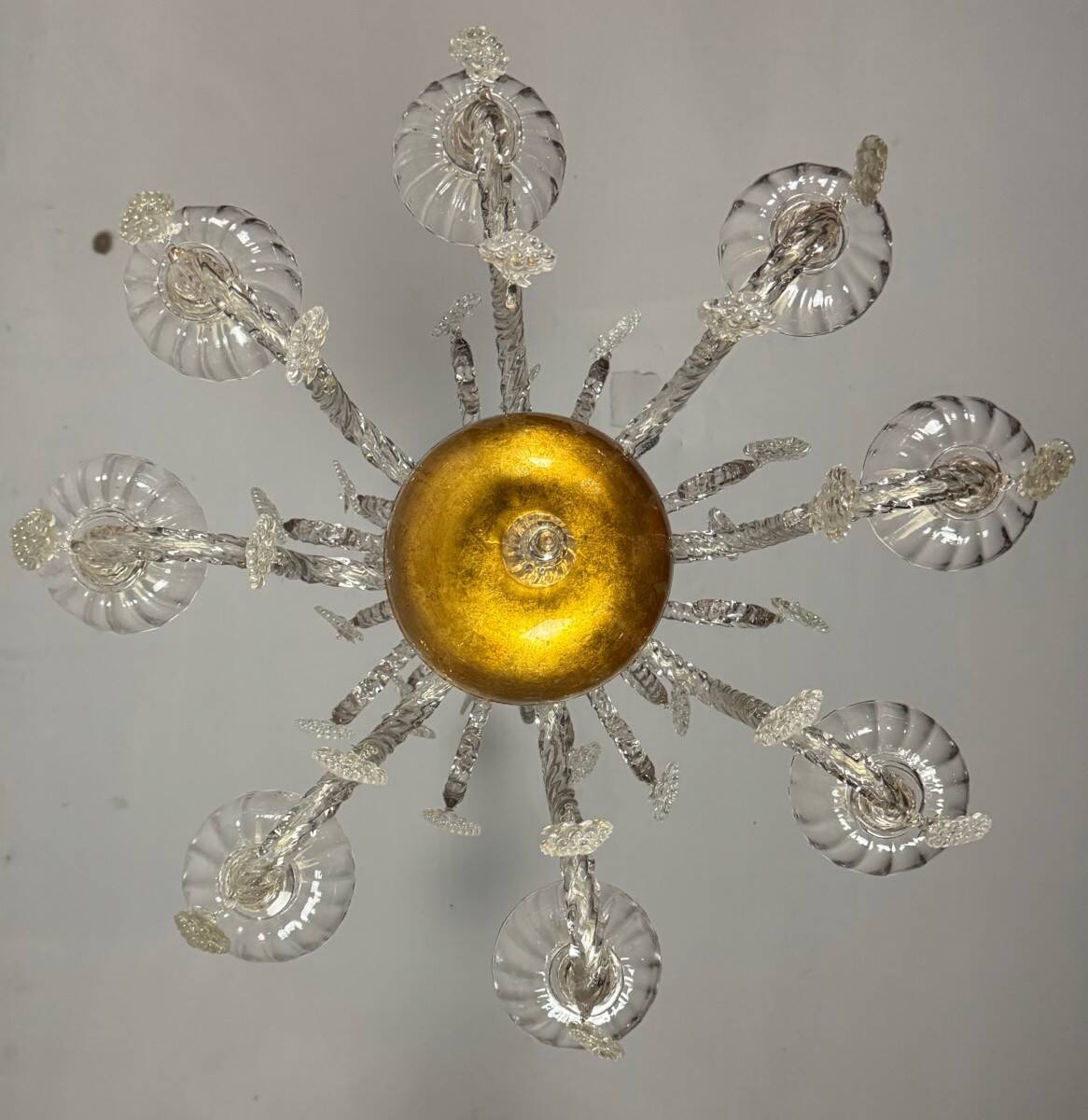 Liège chandelier in blown, molded and pinched glass, circa 1900