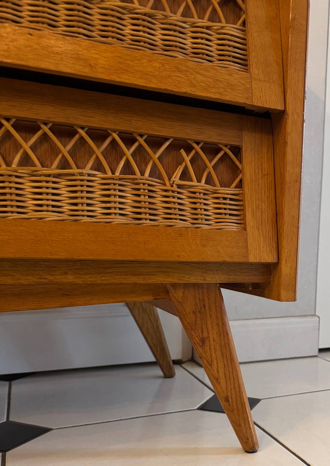 Vintage chest of drawers with compass feet