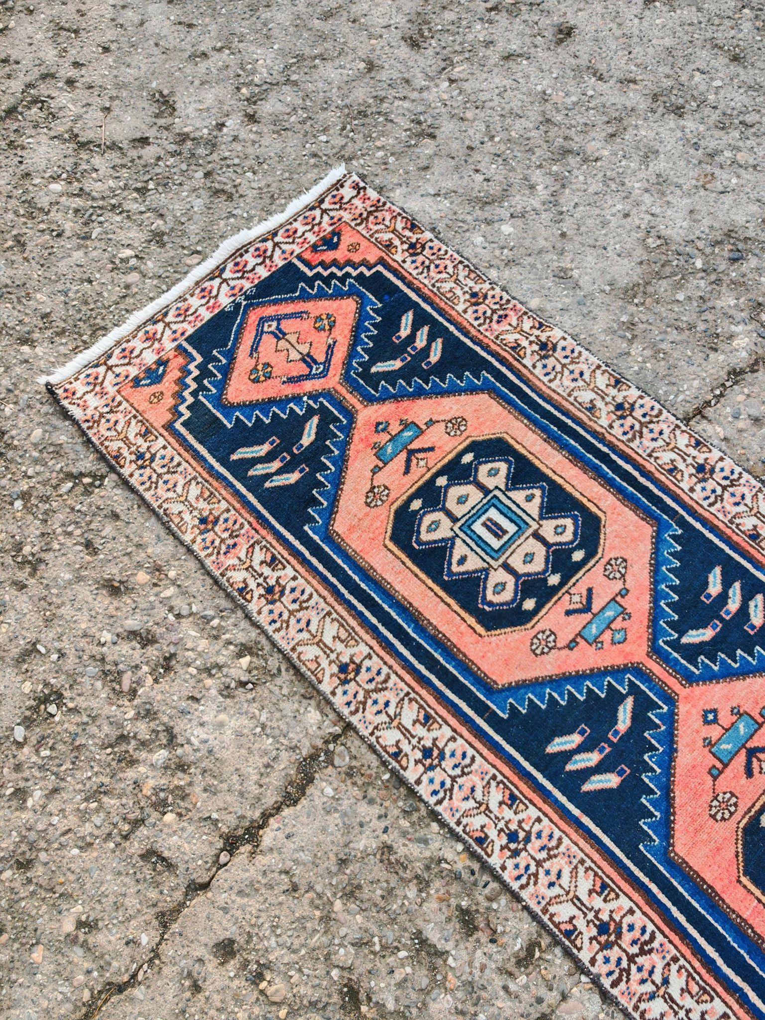 Vintage Anatolian runner rug in wool from the 1950s.