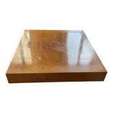Table basse vintage carrée loupe d'orme circa 1970