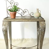 Artisanal brushed steel console