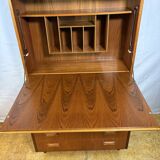 Bibliothèque haute en teck style rétro vintage milieu du siècle avec intérieur bureau par G-Plan