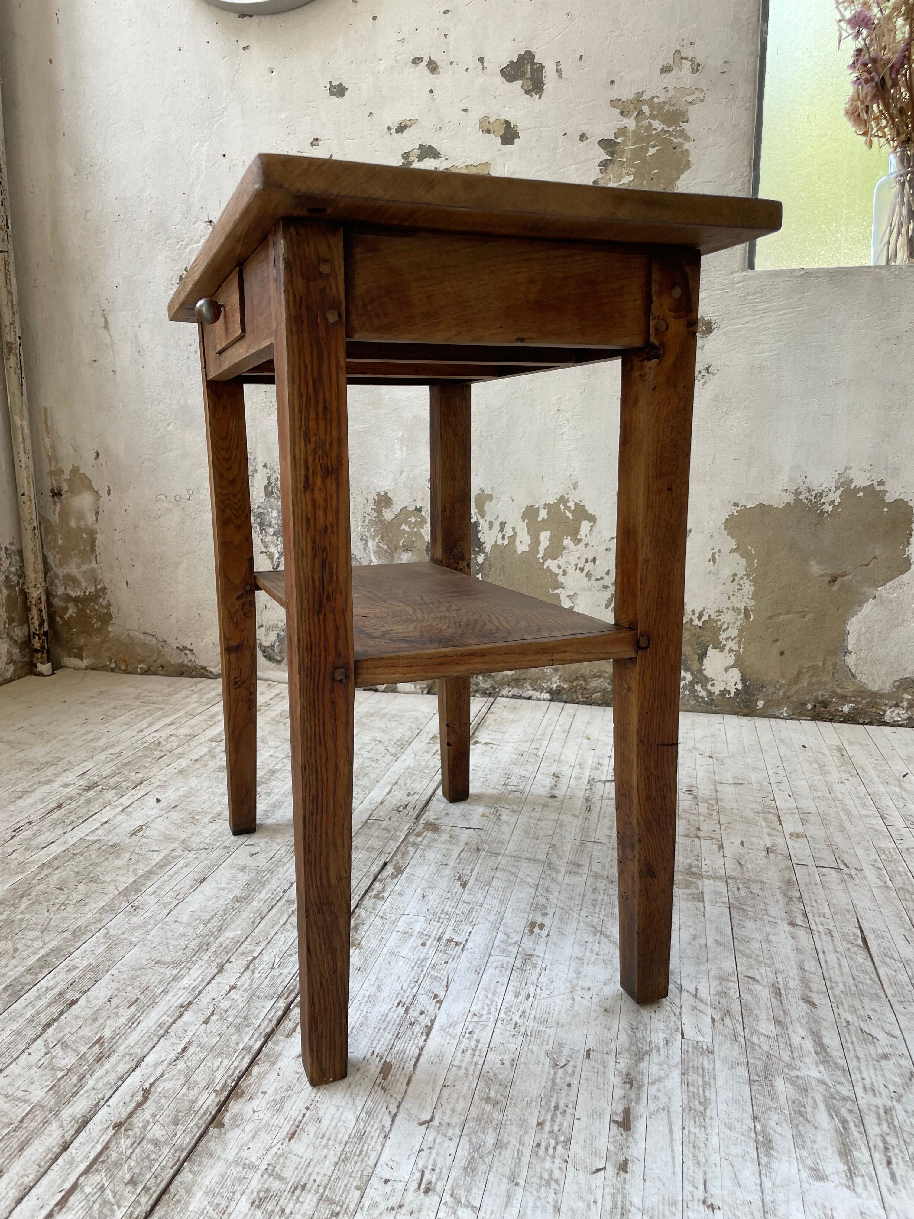 Oak console side table