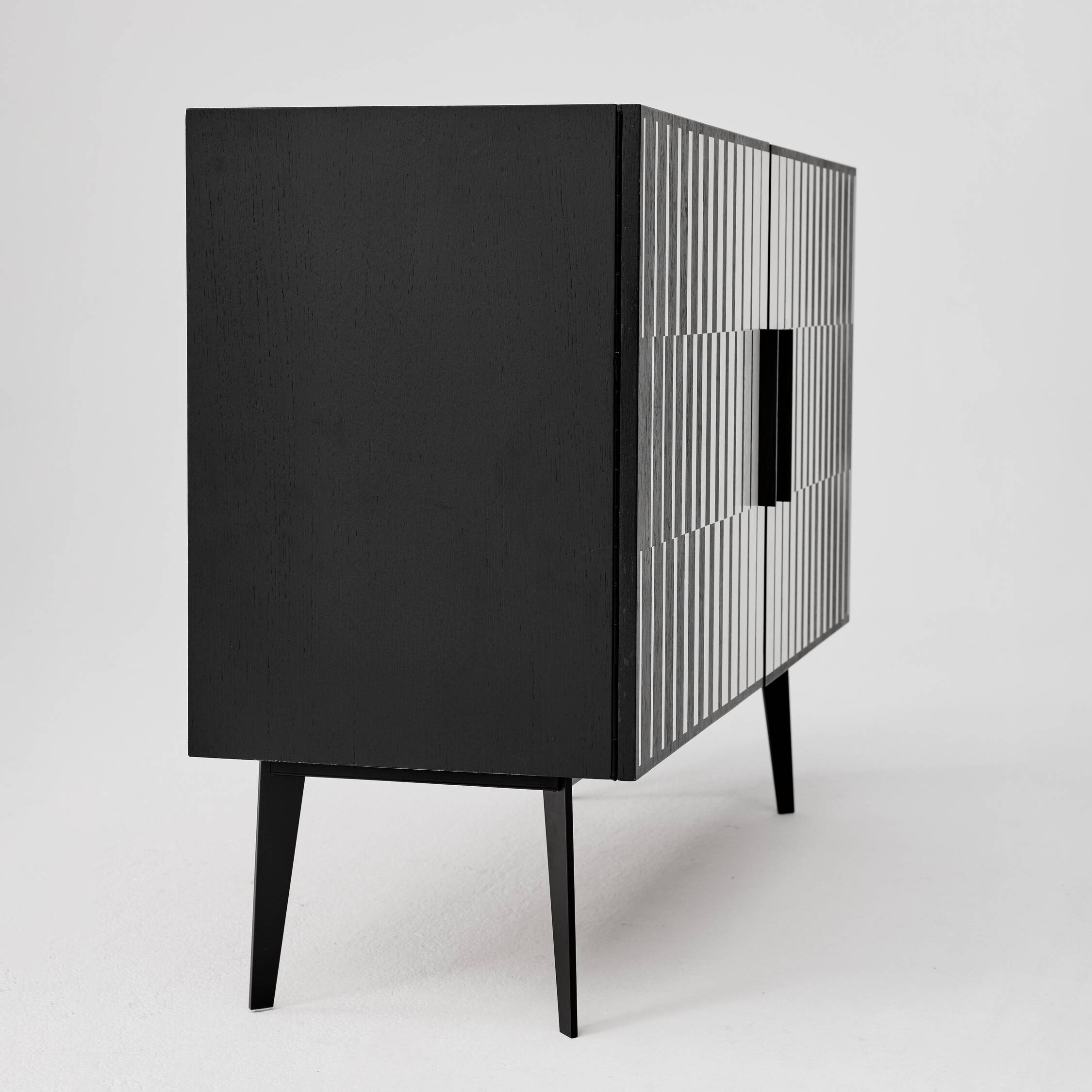 Vintage Sideboard with Hand-Painted Op-Art Pattern, 1970s.