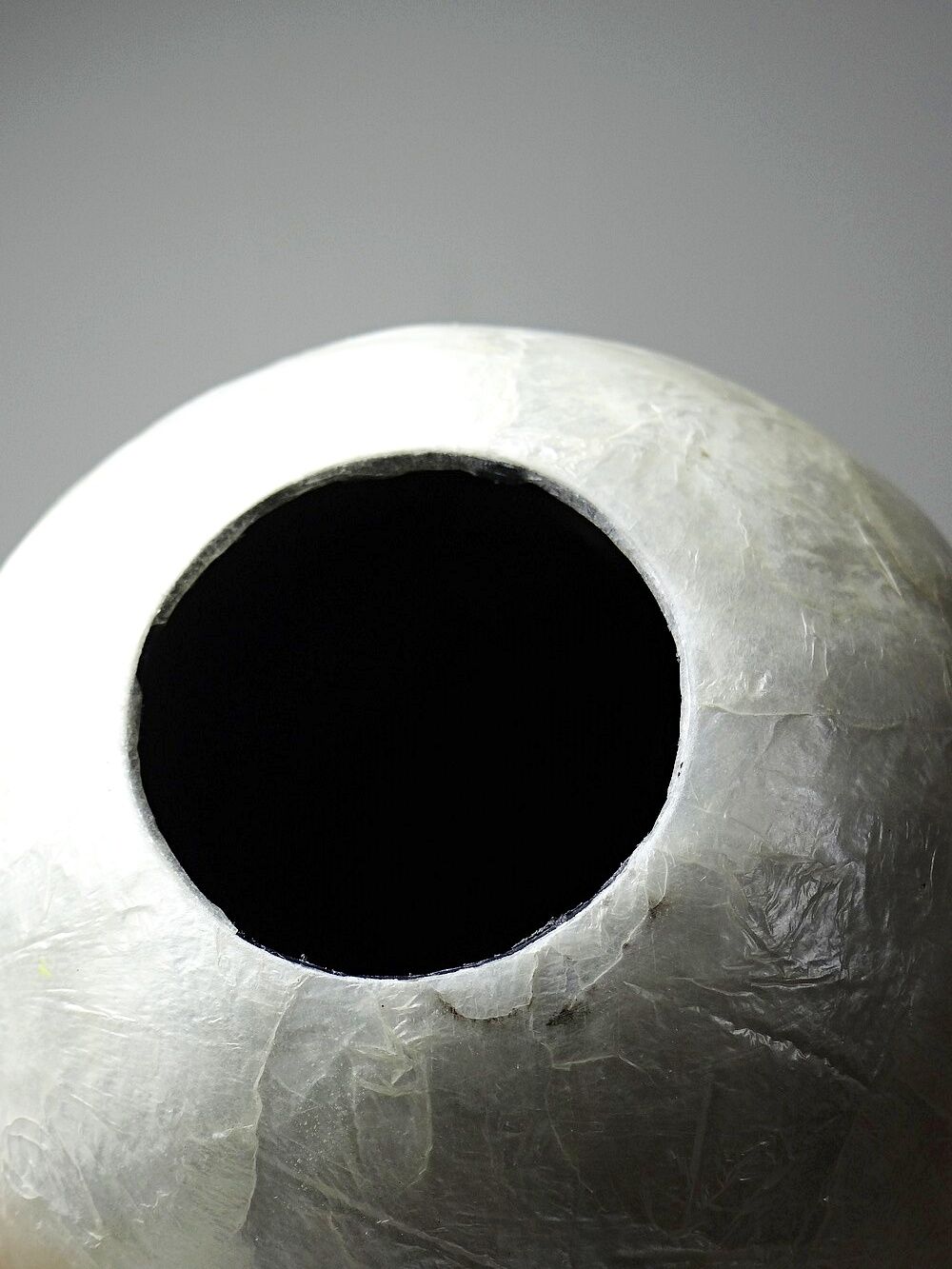 Small round vase in natural capiz mother-of-pearl contemporary.