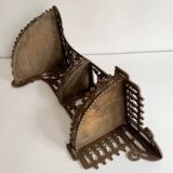 Hand-cut wooden corner shelf with bird decoration from the 1900s