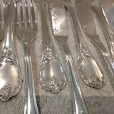 7 forks, 7 fish knives, silver-plated metal, Christofle Marly.