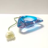 Large Triangular Blue Murano Glass Trinket Bowl - Ashtray, Italy