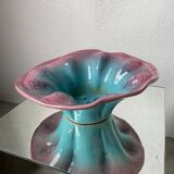 Plat céramique bleu et rose