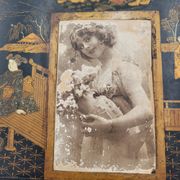 Porte-lettre ancien Napoléon III avec photo ancienne