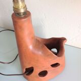 Ceramic lamp terracotta and lampshade wool 50/60