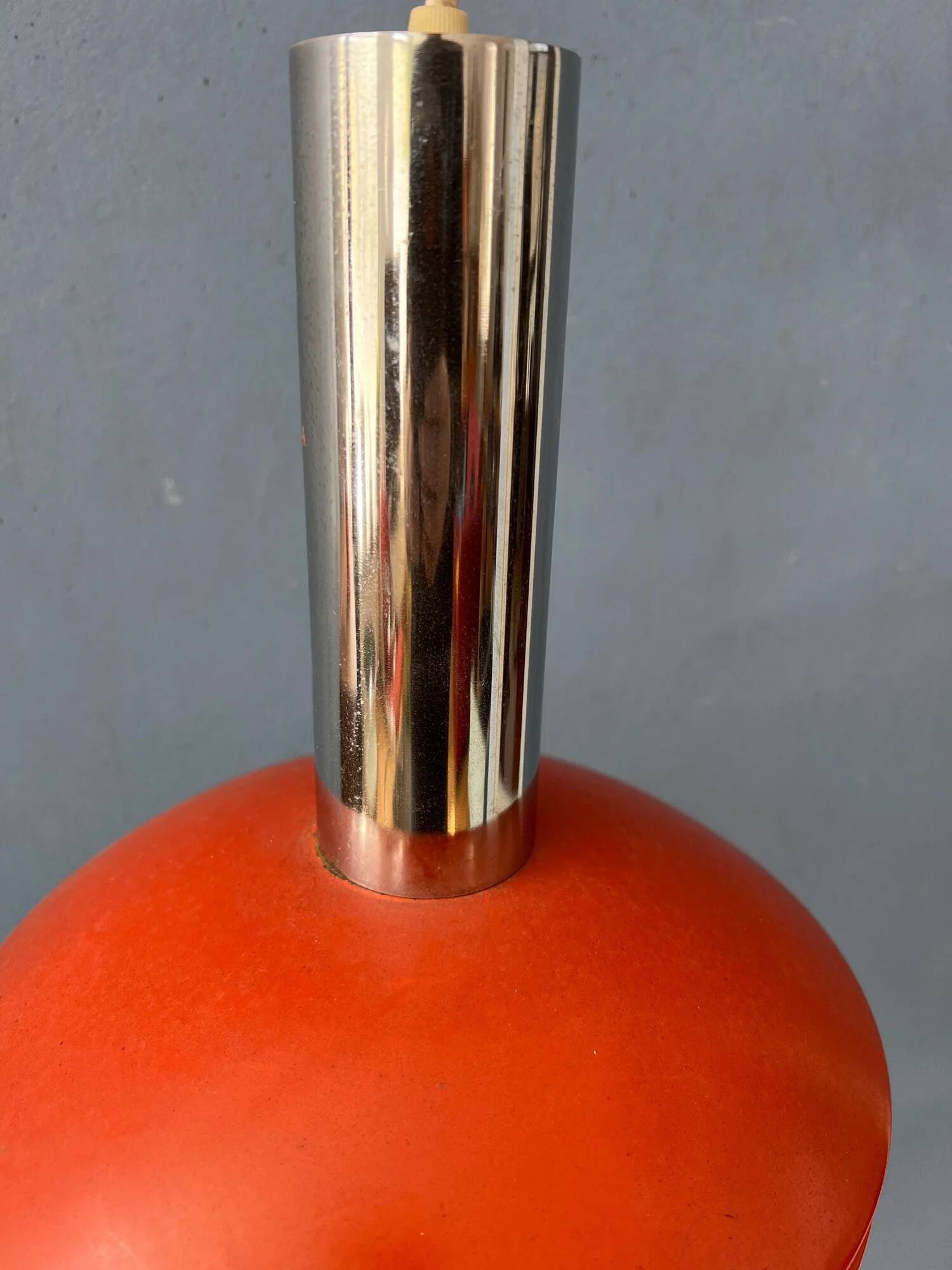 Small red and chrome space age pendant lamp