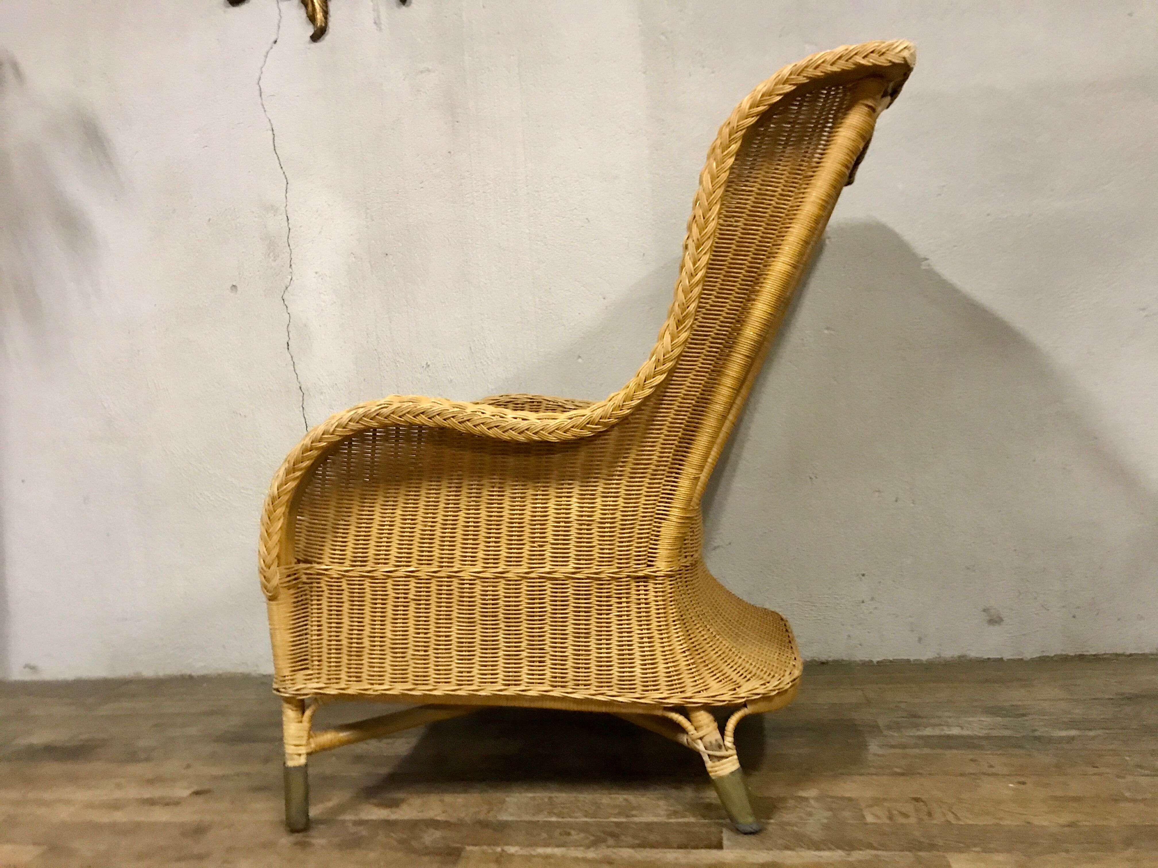 Fauteuil en rotin bambou osier 1950/1960 vintage