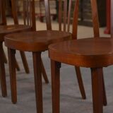 Set of 5 beech bistro chairs from the 1950s