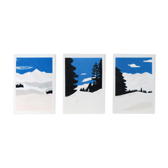 Série de trois illustrations "La montagne"
