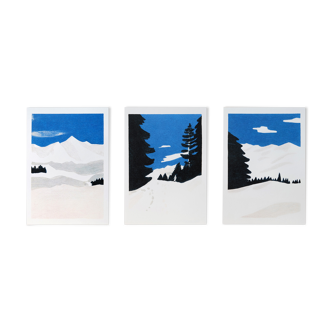 Series of three illustrations "The mountain"