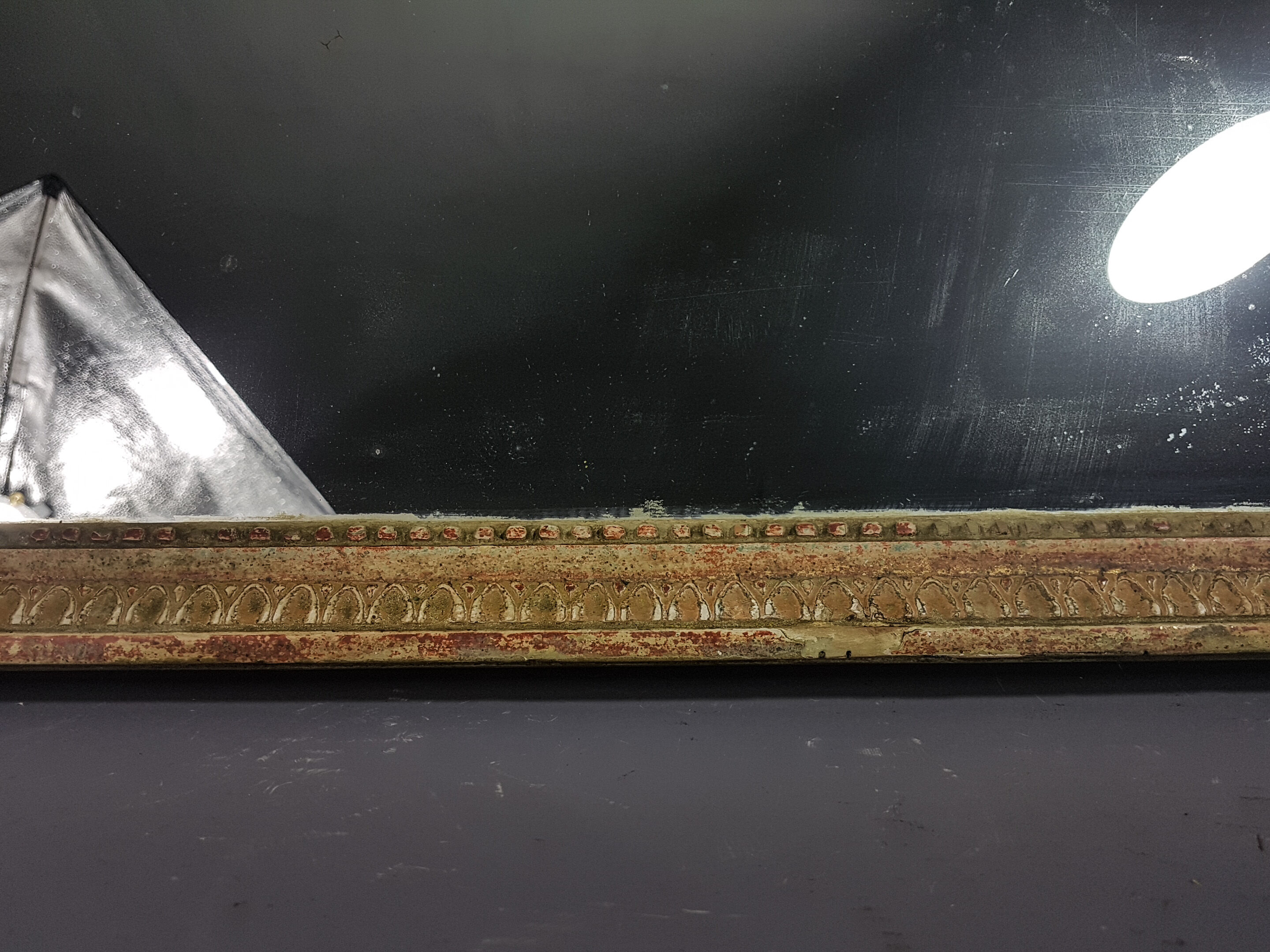 Mirror in Louis XVI-era wood frame - patinated stucco 70x45.5 cm SB